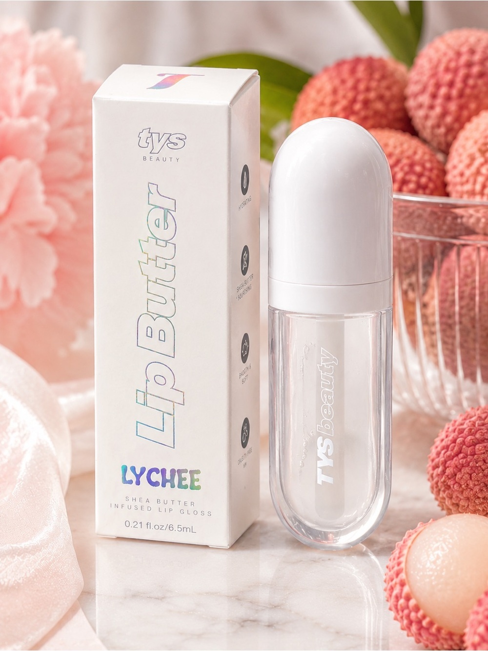 tys Beauty Lychee Lip Butter Hydrating Lip Gloss NIB